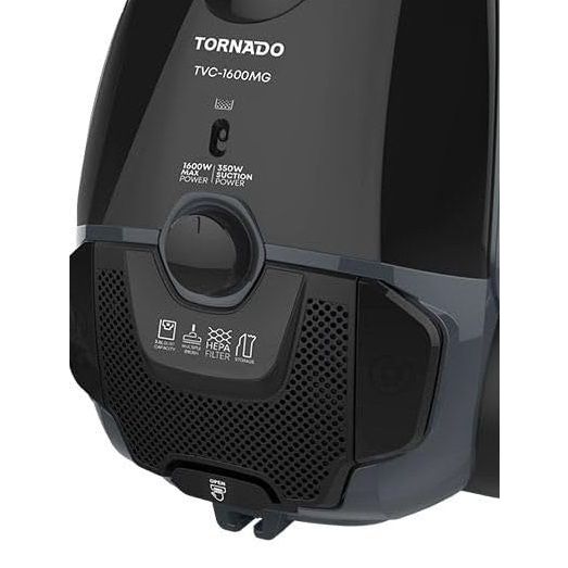 مكنسة كهربائية توريندو، 1600 وات، اسود واحمر - TVC-1600MR 
