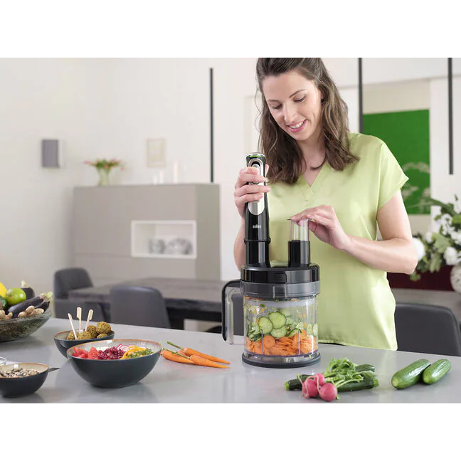 هاند بلندر براون مالتي كويك 9، قدرة 1200 وات، فضي واسود - MQ 9187XLI 