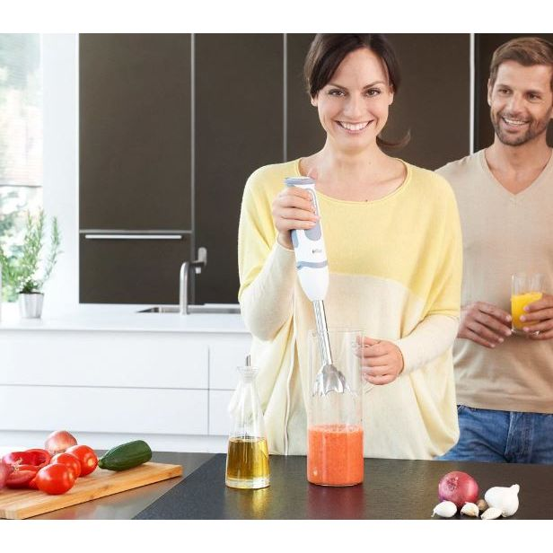 Braun MultiQuick 5 Vario Hand Blender with Attachments, 1000 Watt, White/Grey - MQ 5245 WH 