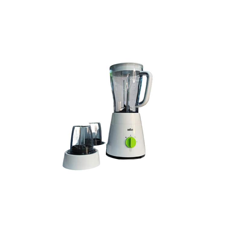 خلاط براون 3 في 1 مع كبة ومطحنة، 500 وات، ابيض - JB0123WH 