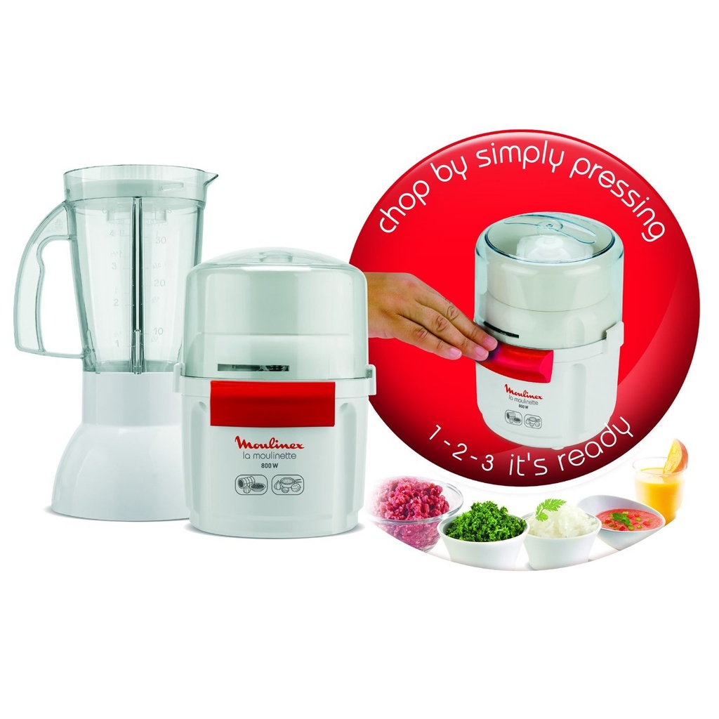 خلاط مولينكس لا مولينيت مع كبة، 800 وات، ابيض - AR6801EG 