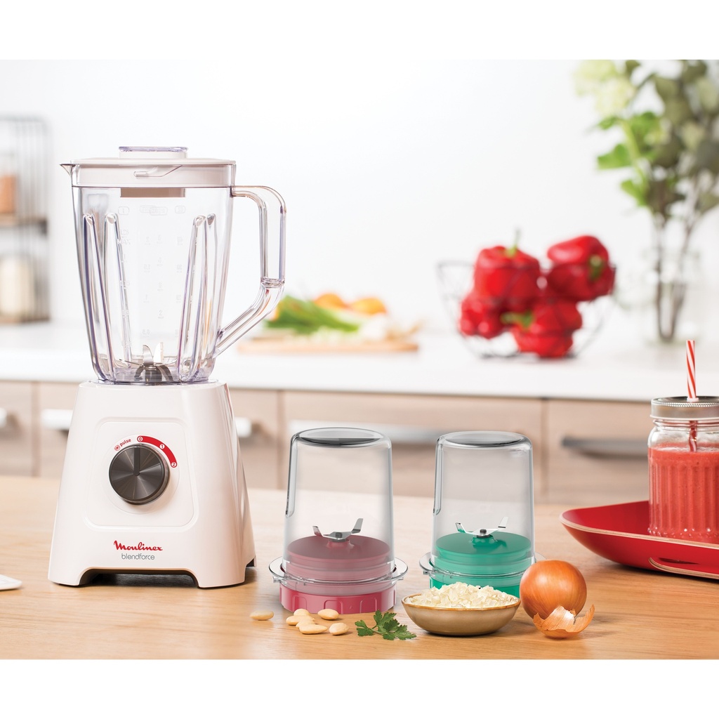 خلاط مولونيكس بليندفورس بالملحقات، سعة 2 لتر، بقوة 800 وات، ابيض - LM4231EG 