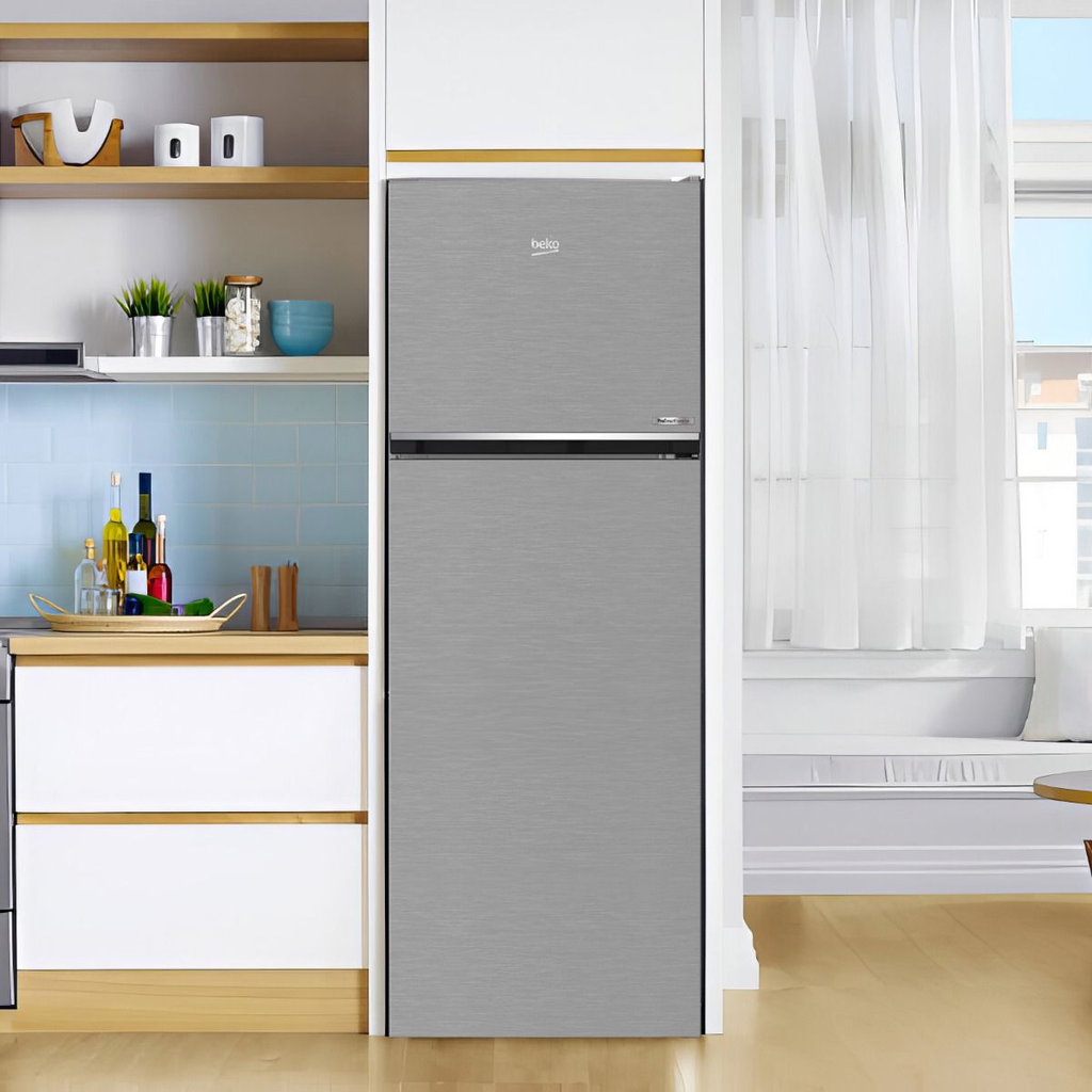 ثلاجة نوفروست بيكو بفريزر علوي، 314 لتر، انفرتر، فضي - RDNE340K02XB 