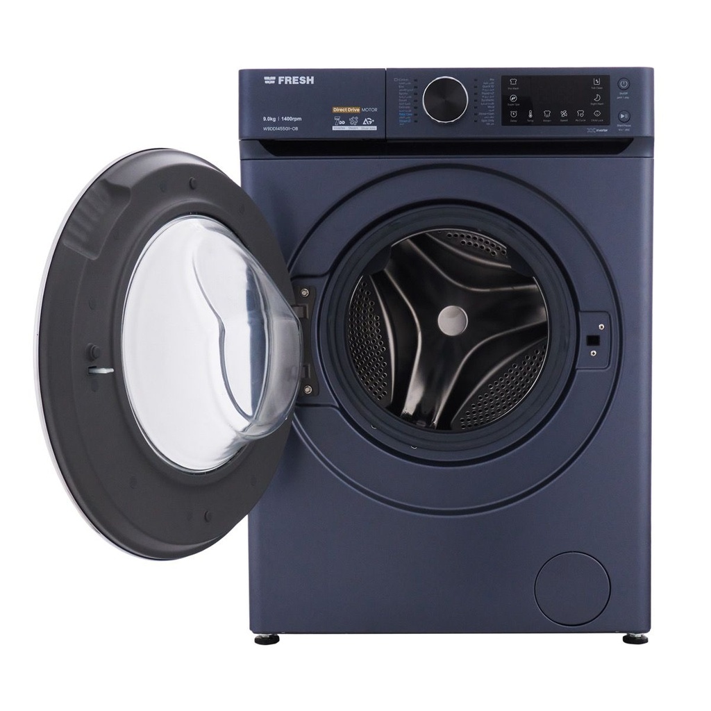 غسالة ملابس انفرتر فريش، تحميل أمامي، 9 كيلو، ازرق - W9DD1455G1OB 