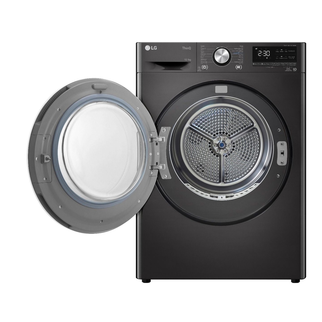 مجفف ملابس اوتوماتيك ال جي تحميل امامي، 10.1 كجم، موتور انفرتر، اسود - RH10V9JV2W 