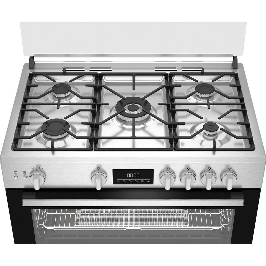 بوتاجاز غاز بيكو بشواية وخاصية اير فراي، 5 شعلة، ستانلس ستيل - BGGR 11225 GXA 