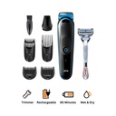 ماكينة تشذيب الشعر الكل في واحد براون مع ماكينة حلاقة جيليت للرجال، اسود/ أزرق - MGK3242 
