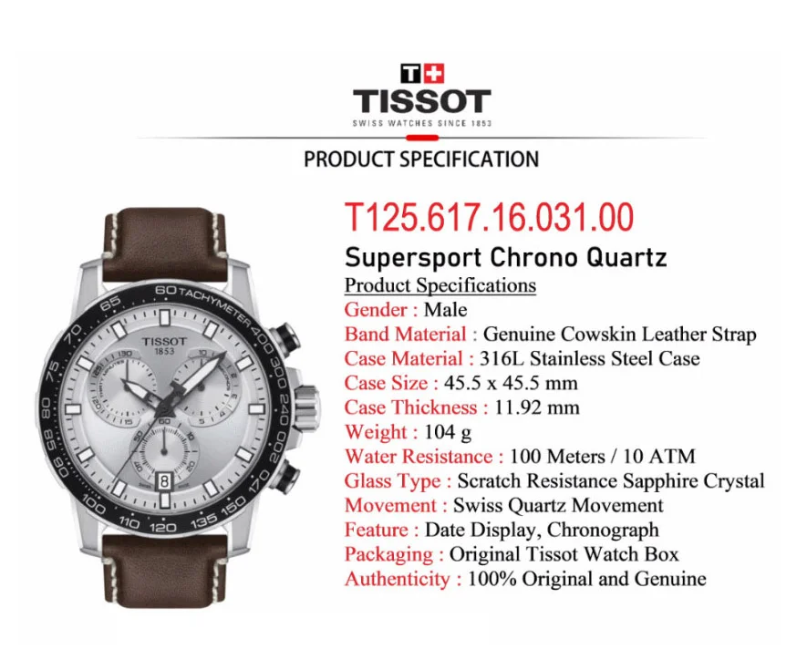T125.617.16.031 ساعة رجالي TISSOT