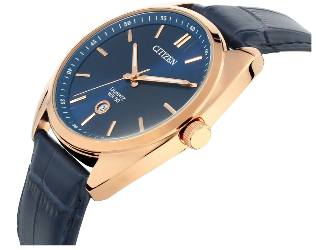 ساعة سيتزن جلد أزرق مينا أزرق