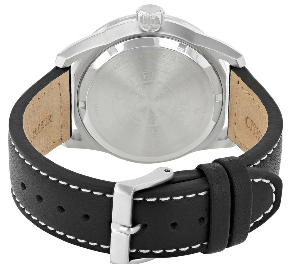 AW1360-04E ساعة سيتزن جلد أسود مينا أسود رجالي