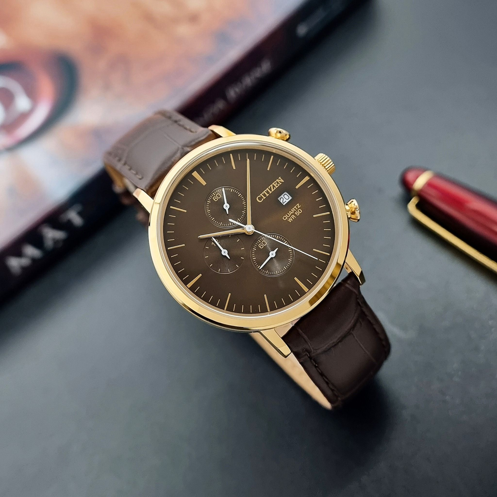 brown leather grey dail