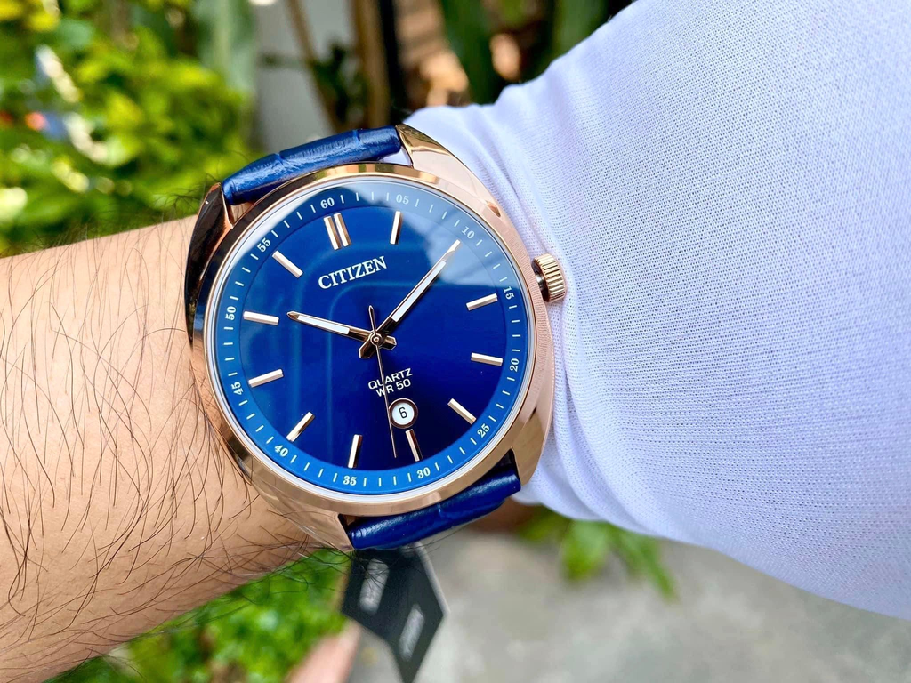 ساعة سيتزن جلد أزرق مينا أزرق