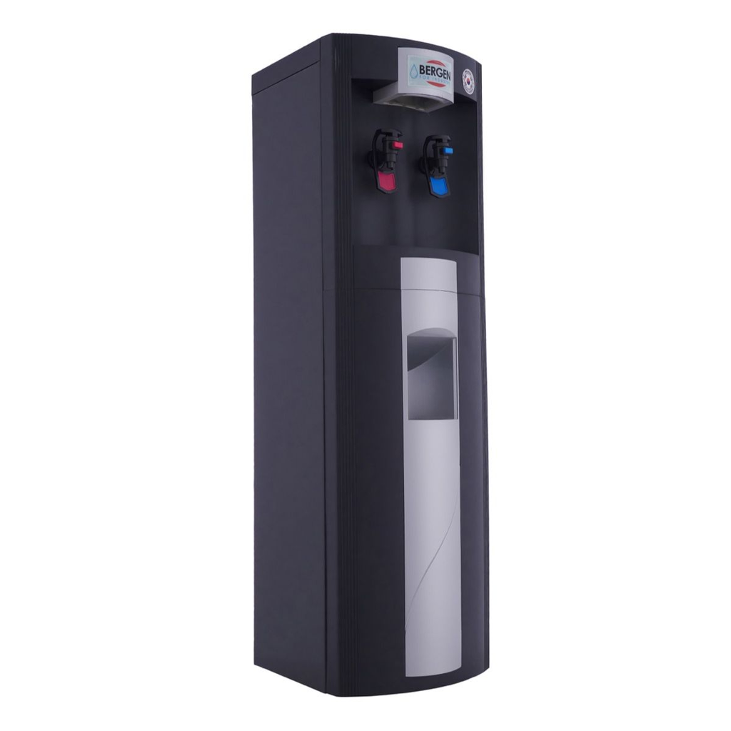 مبرد مياه بارد و ساخن مزود بحامل اكواب من بيرجن، أسود وفضي - WD2202 