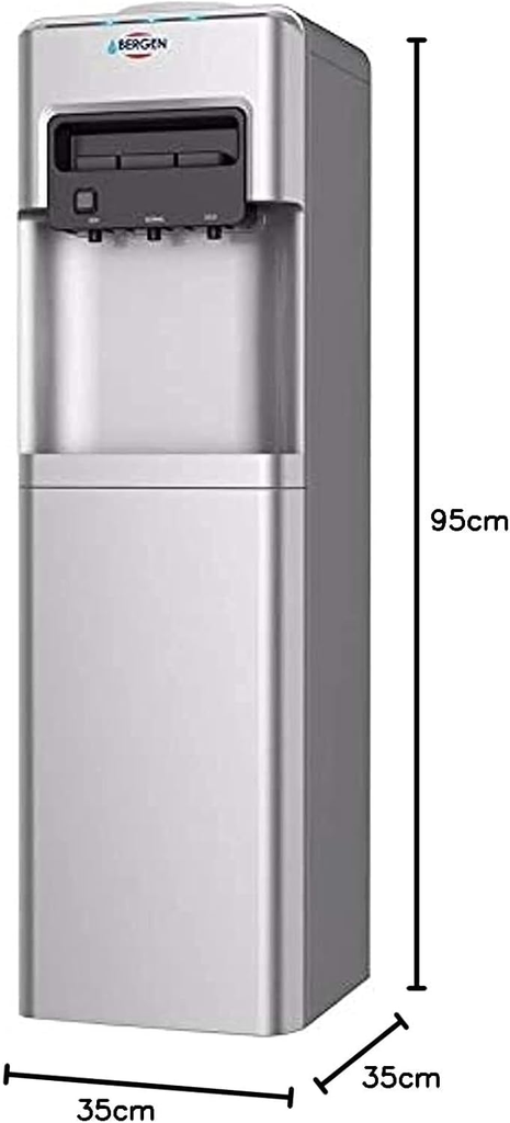 مبرد مياه بارد و ساخن مزود بثلاجة من بيرجن، فضي - BYB518 