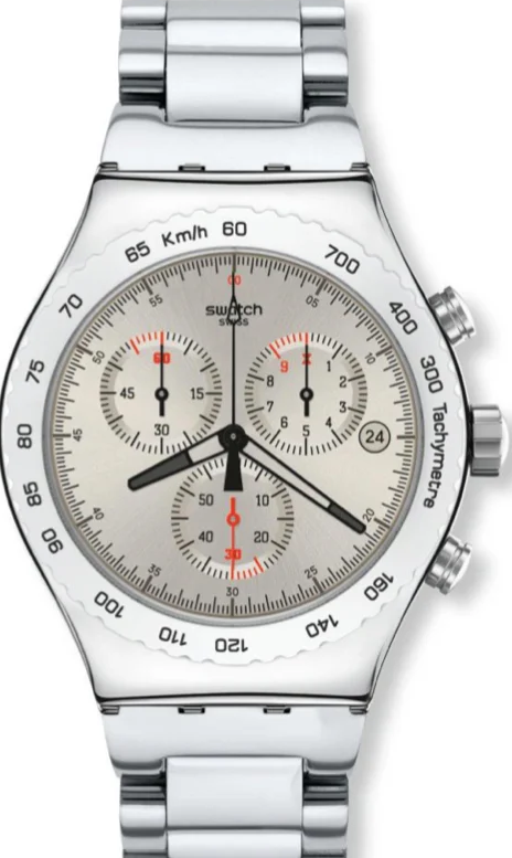 YVS405GC ساعة سواتش معدن مينا فضي رجالي