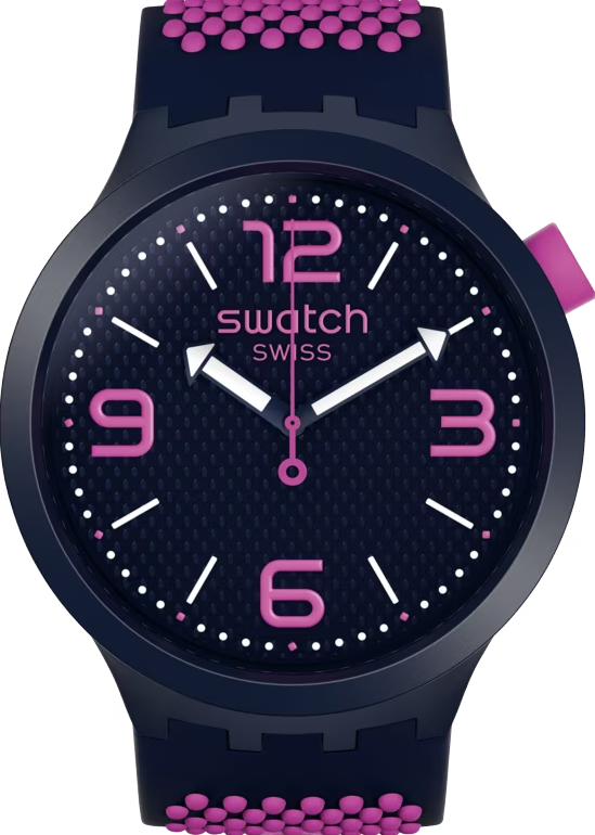 ساعة سواتش رابر أزرق*بينك رجالي