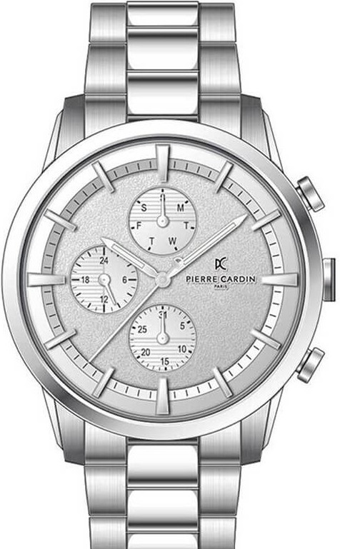 PC902741F108 ساعة بير كاردين معدن مينا بيضاء رجالي
