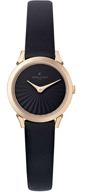 ساعة بير كاردين حريمي جلد أسود مينا أسود