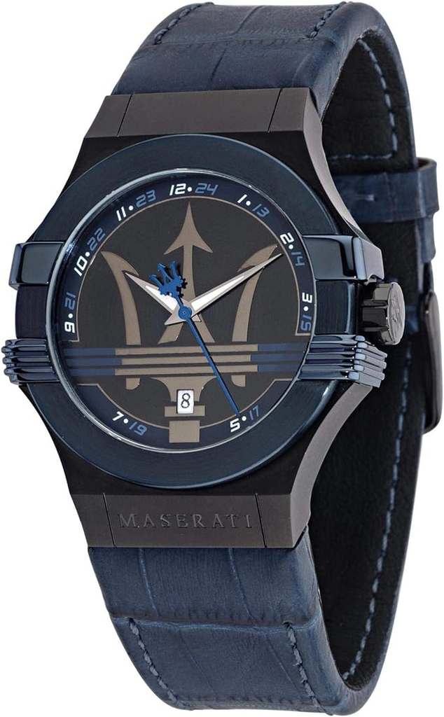 8851108007 blue leather blue dail blue case رجالي