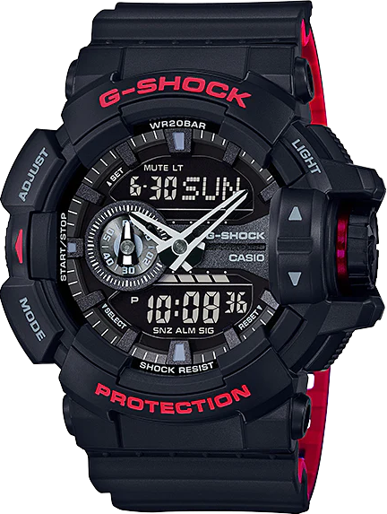 GA-400HR-1ADR ساعة جي شوك رابر أسود مينا اسود رجالي