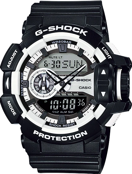 GA-400-1ADR ساعة جي شوك رابر أسود مينا اسود*أبيض  رجالي
