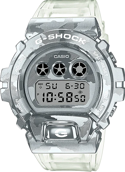 GM-6900SCM-1DR ساعة جي شوك رابر أبيض مينا فضي رجالي