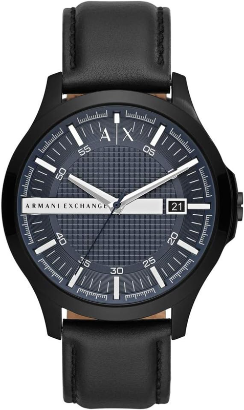 ساعة أرماني اكستشانج جلد أسود مينا أسود