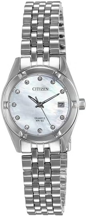 EU6050-59D ساعة سيتزن حريمي معدن فضي مينا أبيض