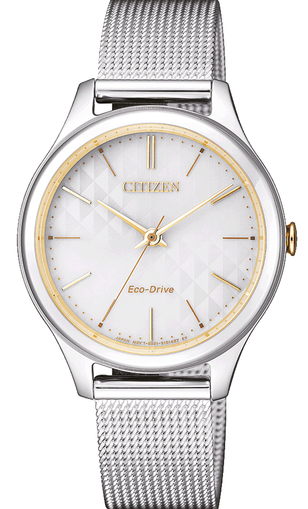 ساعة سيتزن حريمي حصيرة فضي مينا أبيض 