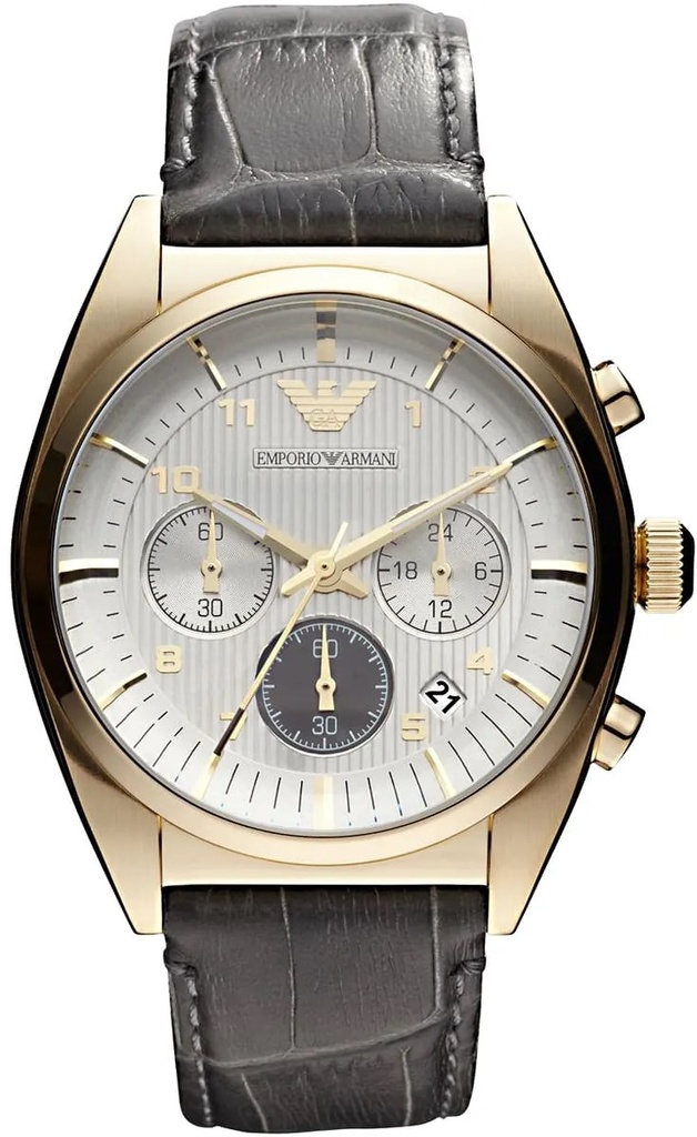 AR-0372 ساعة أمبريو أرماني جلد رمادي مينا أبيض