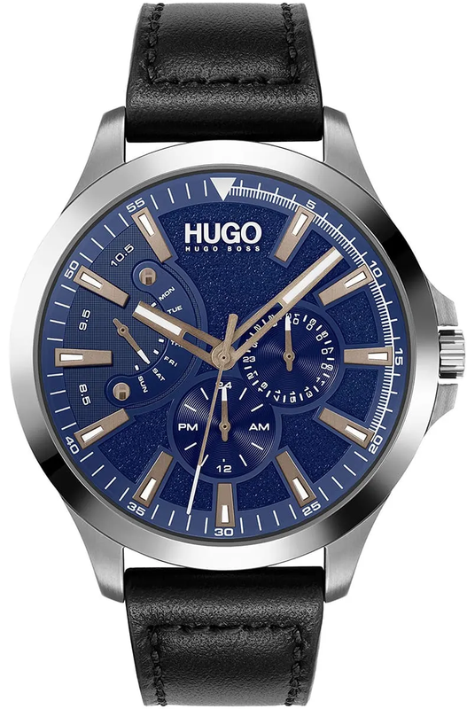 ساعة هوجو بوص جلد أسود مينا أزرق 1530172 رجالي