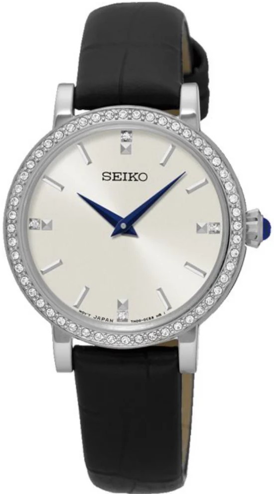 SFQ811P2 ساعة سايكو جلد أسود مينا أبيض حريمي