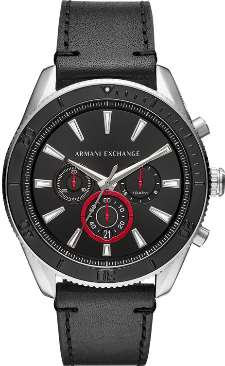 AX1817 ساعة أرماني اكستشانج جلد أسود مينا أسود رجالي