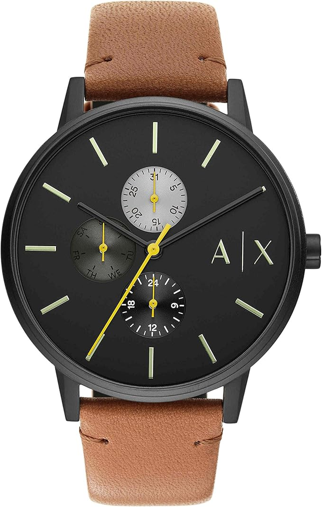 AX2723 ساعة أرماني اكستشانج جلد جملي مينا أسود