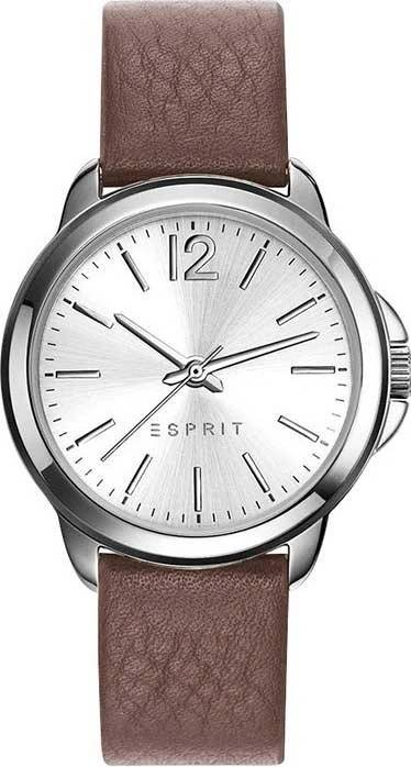 ساعة اسبريت حريمي جلد بني مينا أبيض