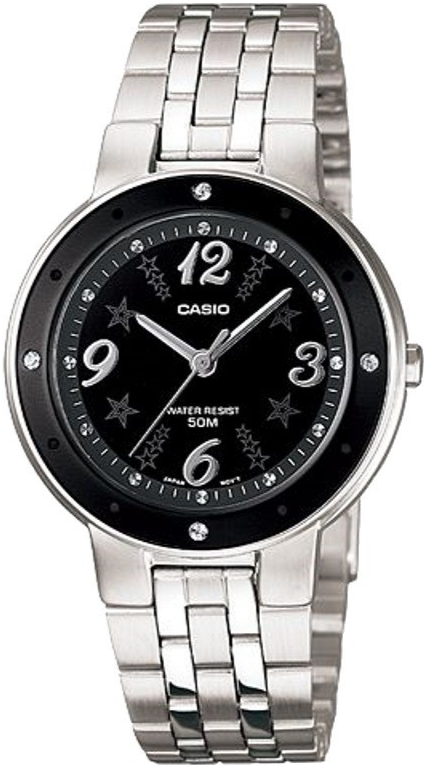 LTP-1318D-1AVDF ساعة كاسيو معدن فضي مينا أسود