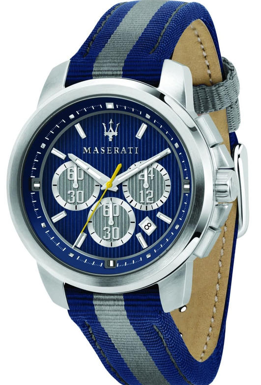 blue grey strap black dail