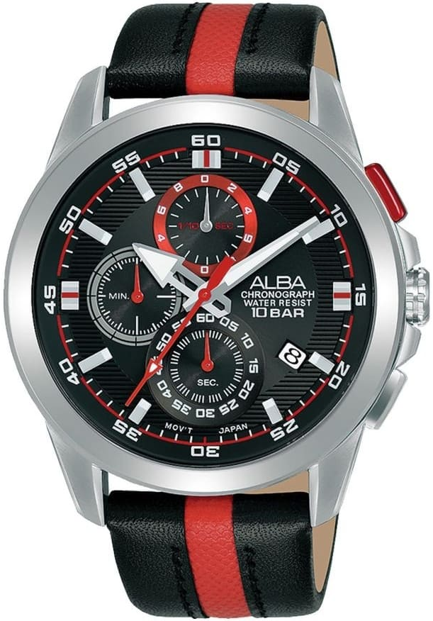 AM3733x1 black*Red leather black dail رجالي