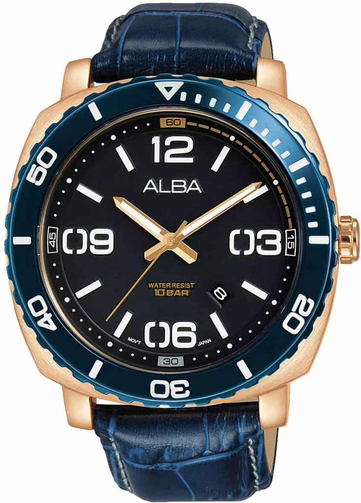 blue leather blue dail رجالي