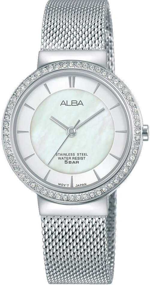 AH8495X1ساعة البا حريمي معدن + استيك جلد