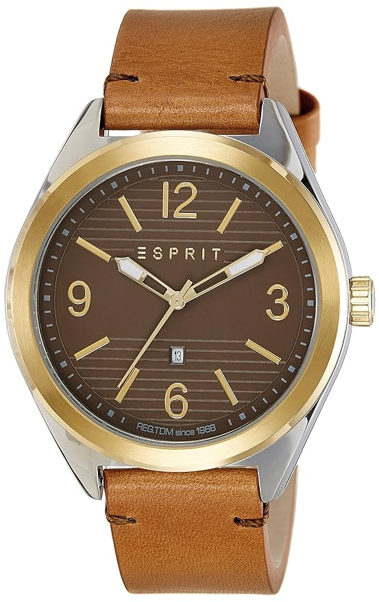 ساعة اسبريت رجالي جلد بني ميناء بني 