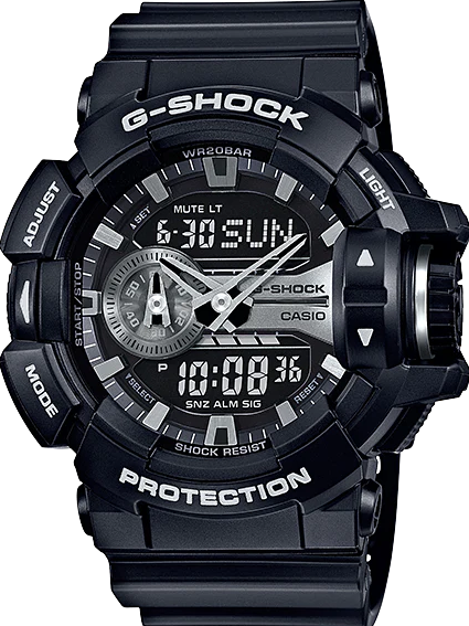 GA-400GB-1ADR ساعة جي شوك رابر أسود مينا أسود  رجالي