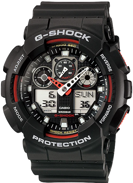 GA-100-1A4DR ساعة جي شوك رابر أسود مينا أسود رجالي