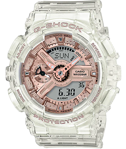 GMA-S110SR-7ADR ساعة جي شوك رابر شفاف مينا روزجولد حريمي