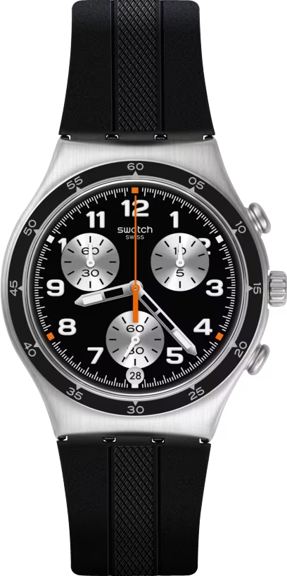 ساعة سواتش رابر أسود مينا أسود رجالي