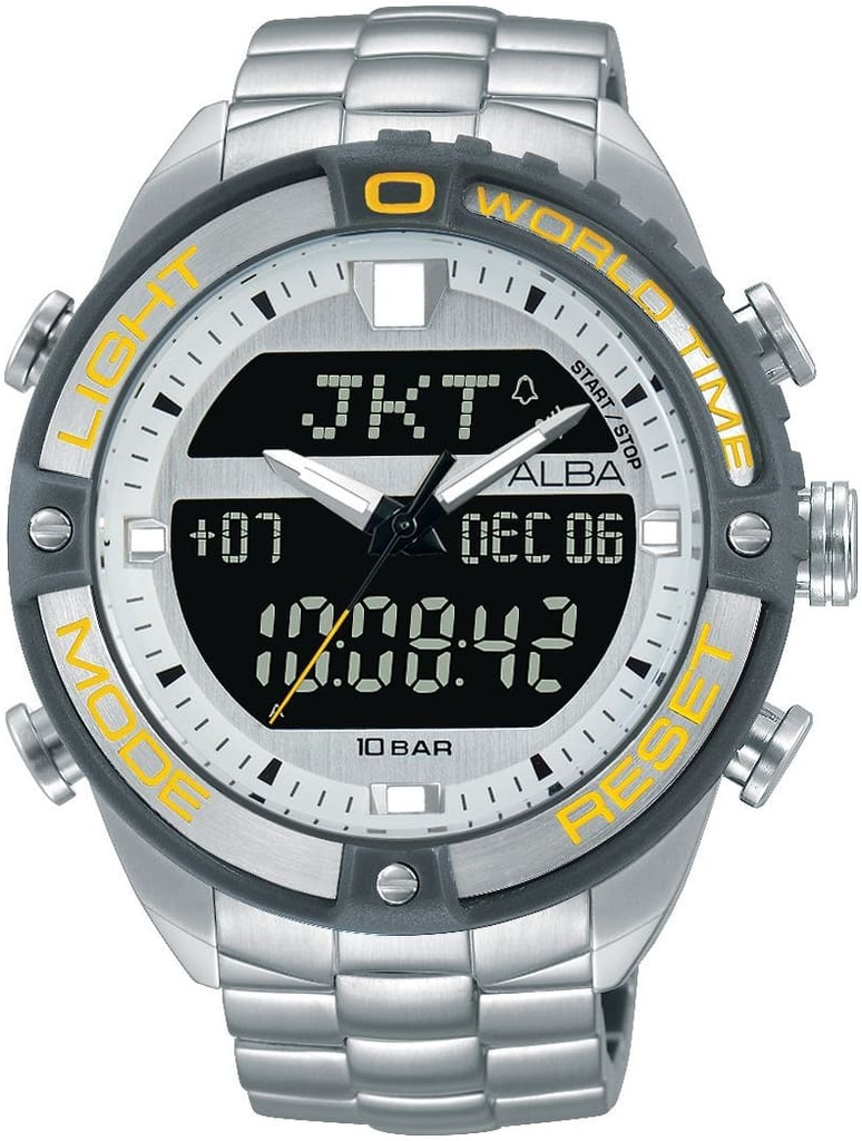 AZ4019X1 ساعة البا معدن مينا أبيض ديجيتال رجالي