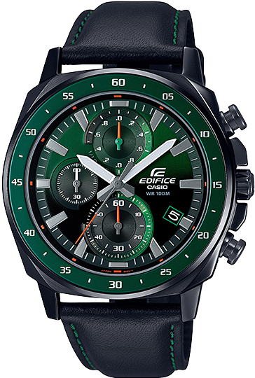 EFV-600CL-3AVUDF ساعة كاسيو أيدفيس جلد أسود مينا أخضر