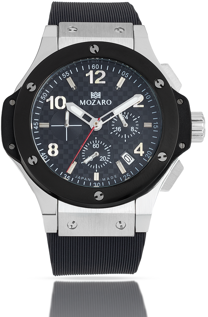 MO-71800-3 ساعة MOZARO حريمي رابر اسود اطار اسود 