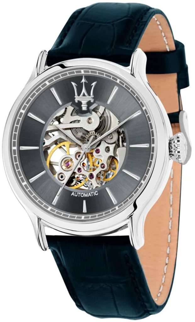 8821118002 ساعة مزراتي جلد كحلي أوتوماتك  