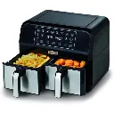 قلاية بدون زيت ديجيتال مزدوجة كينوود XXXL، سعة 8 لتر، اسود وفضي - HFM75.000MB بدون ضمان 